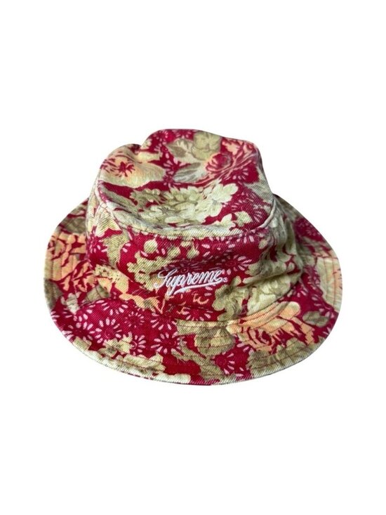 Supreme Zip Twill Crusher Floral Bucket Hat SS18 Red Medium Large